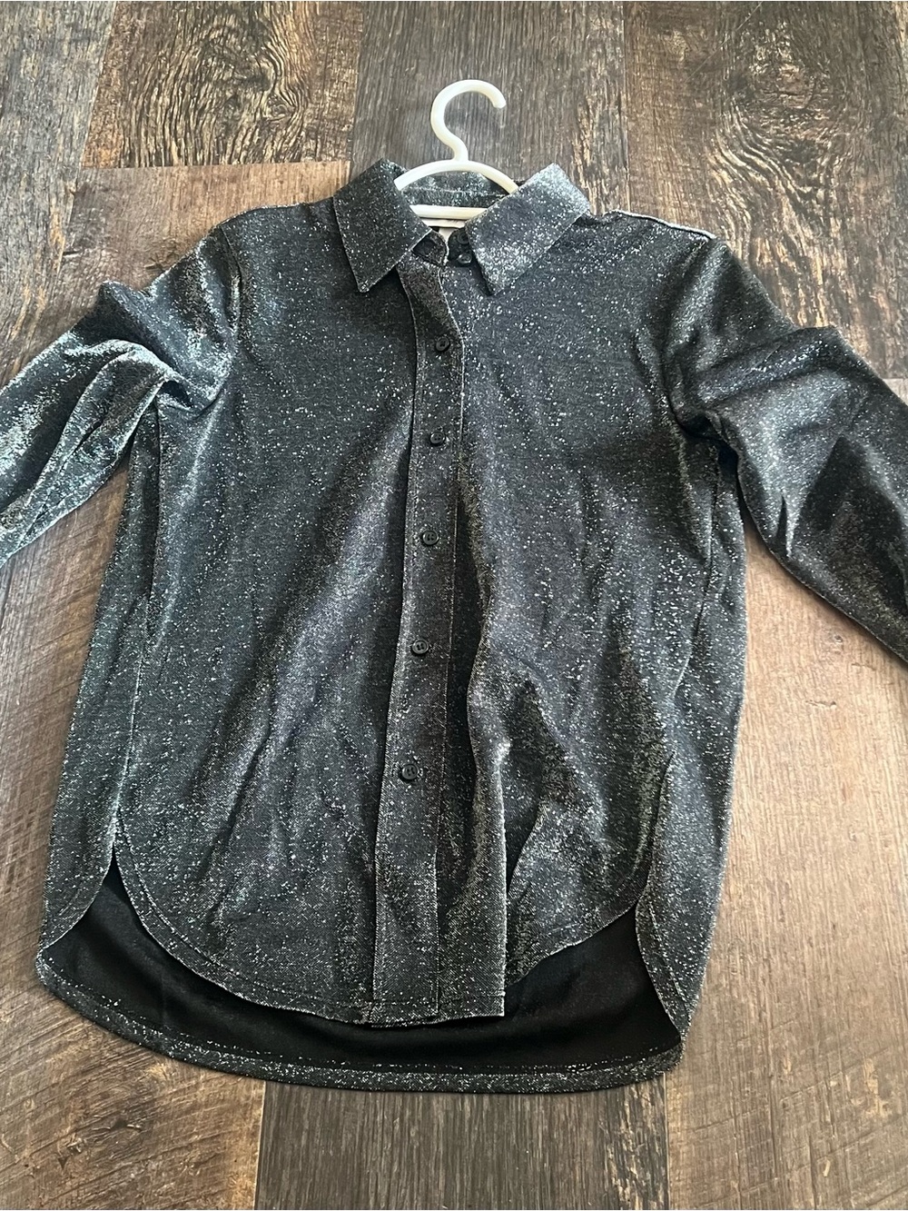 H&M Black Glitter Button-Up Blouse